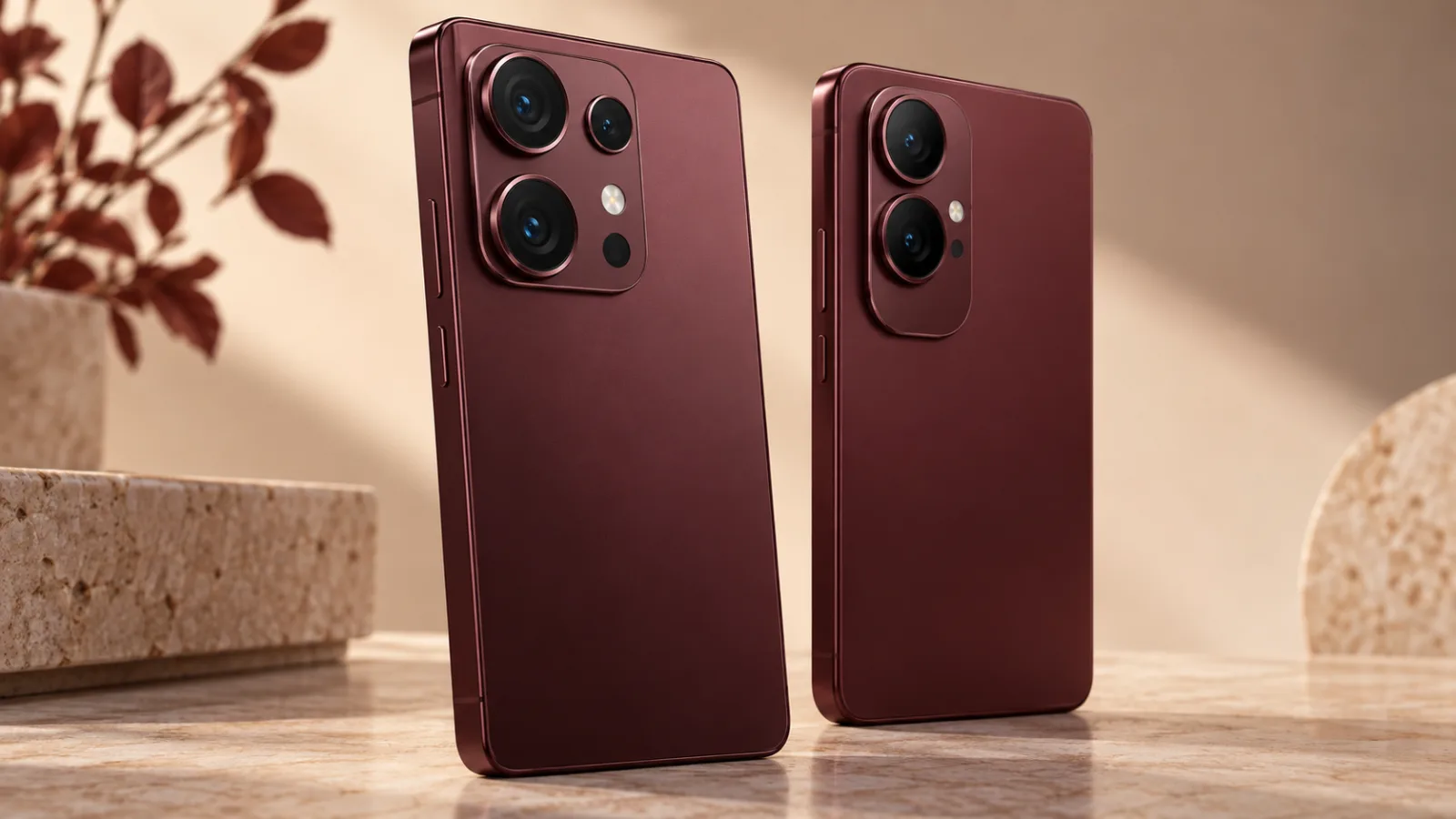 Ilustração de smartphones vinho sem marcas ou interface real